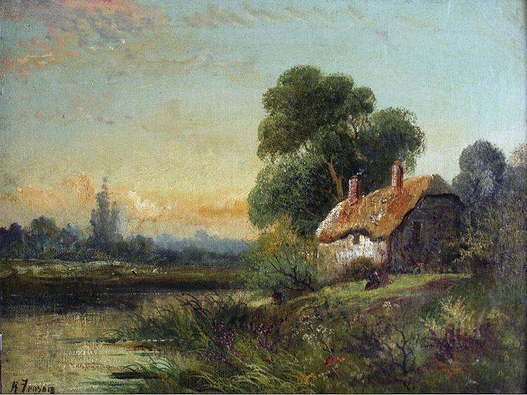 Robert Fenson View with a Cottage by a Stream oil painting image